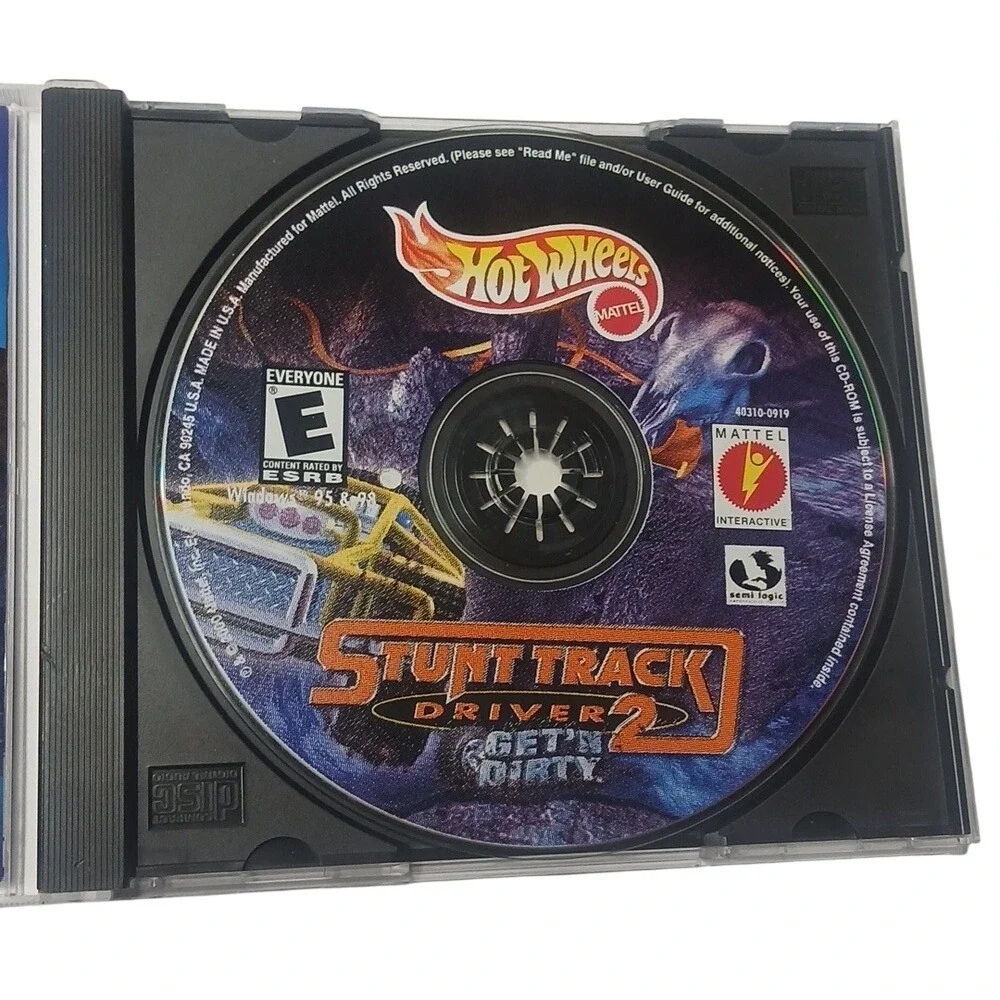 Mattel‎ Hot Wheels Stunt Track Driver 2 PC CD-ROM Kids Blue Vintage 2000 Racing